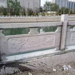 海口 芙蓉白大花桥梁、河道，石材栏杆、围栏、护栏