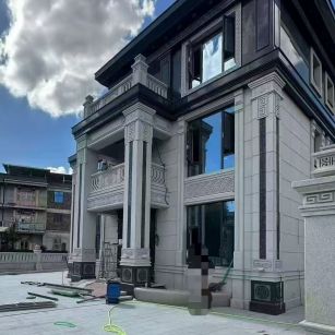 海口 别墅干挂，芝麻白与芝麻黑完美配合