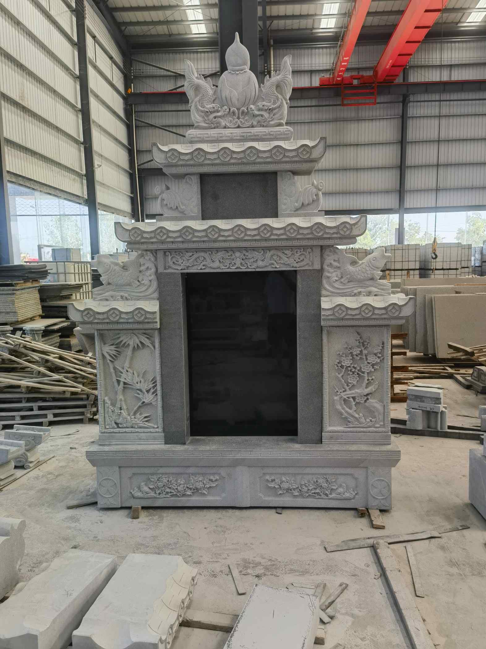 海口 芝麻灰高档墓碑、土墓，一套也支持定做