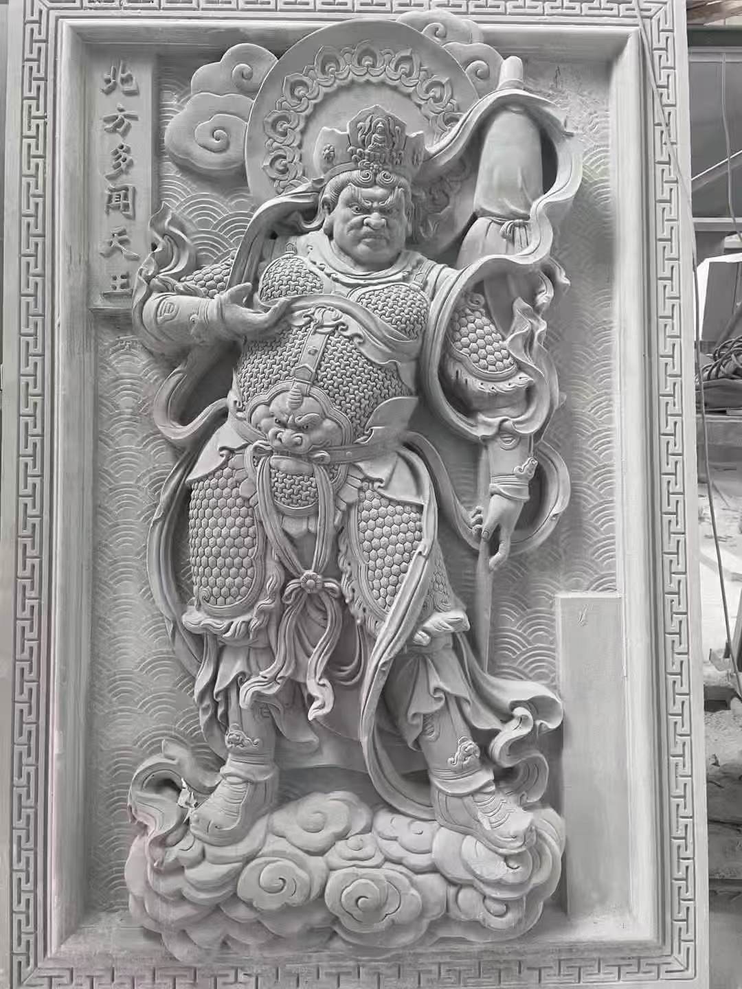 海口 芝麻灰花岗岩人物雕刻——多闻天王