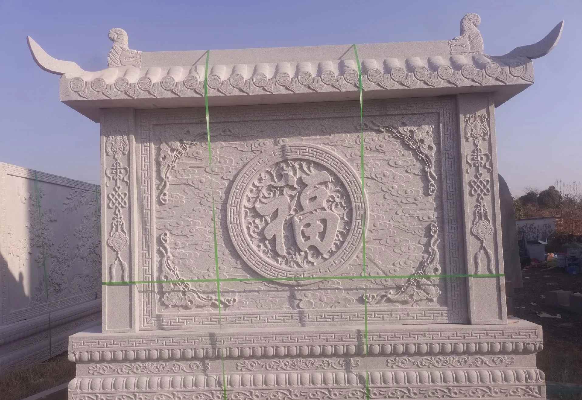 海口 芝麻白花岗岩屏风，照壁，影壁